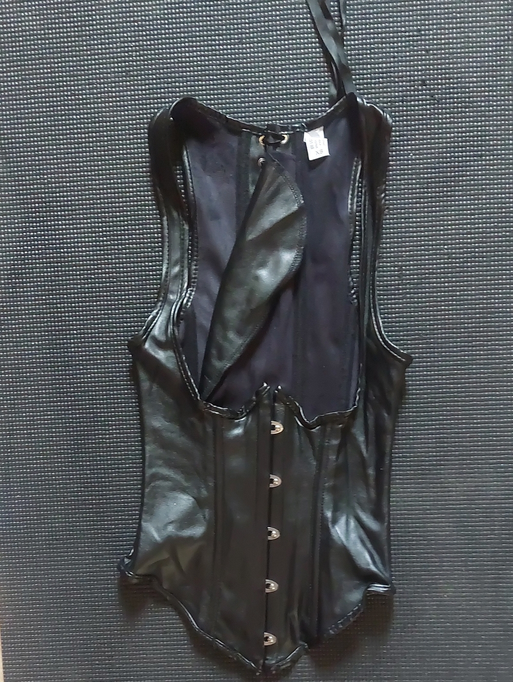 Black Faux Leather Corset Top - Women